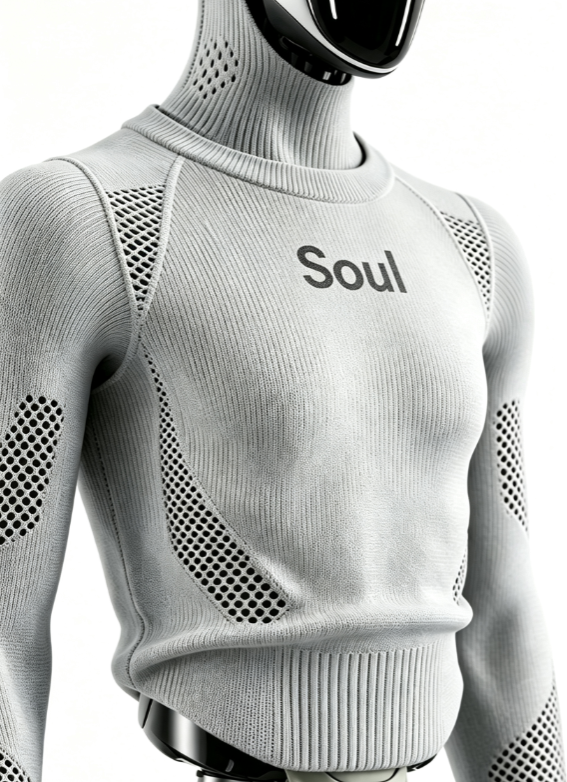 Soul 机器人白色针织仿生软皮肤示例